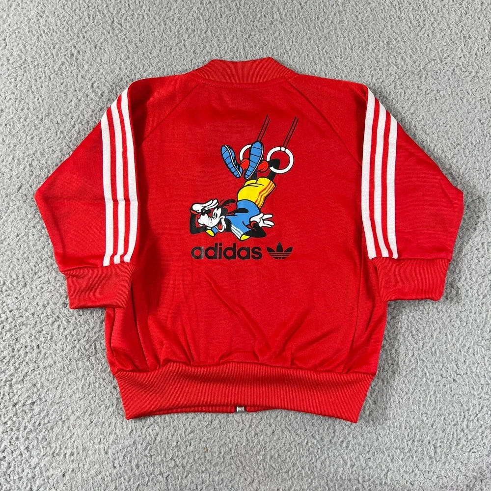 Adidas Track Suit Kids 18M Red Disney Goofy Superstar‎ Jacket Pants Set Vintage
